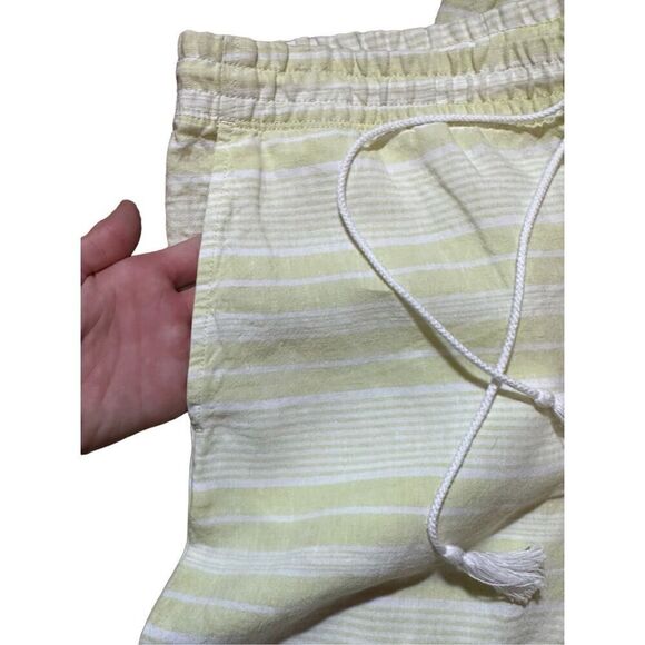 NEW J Jill 100% Linen Drawstring Striped Shorts Citron White Size M linen legenl - Picture 9 of 9